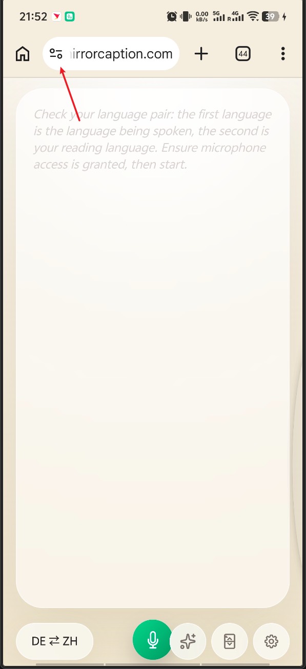 Step 1: tap the site-info icon next to the URL